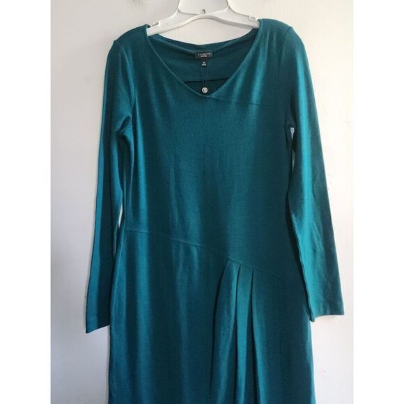 NWT Talbots Dark Green V-Neck Wool Blend Midi Length Dress size X-Small - Picture 3 of 10
